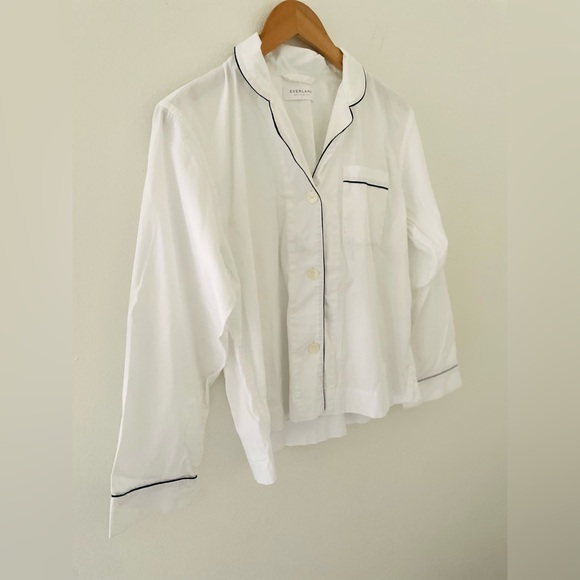 Everlane White The Oxford Pajama Shirt w/ Black‎ Trim - Picture 6 of 6